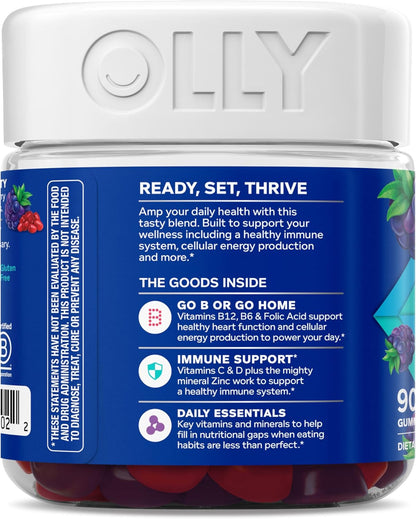 OLLY Men's Multivitamin Gummy – Thoughtful Wellness Gift for Husbands and Dads, Blackberry Flavor