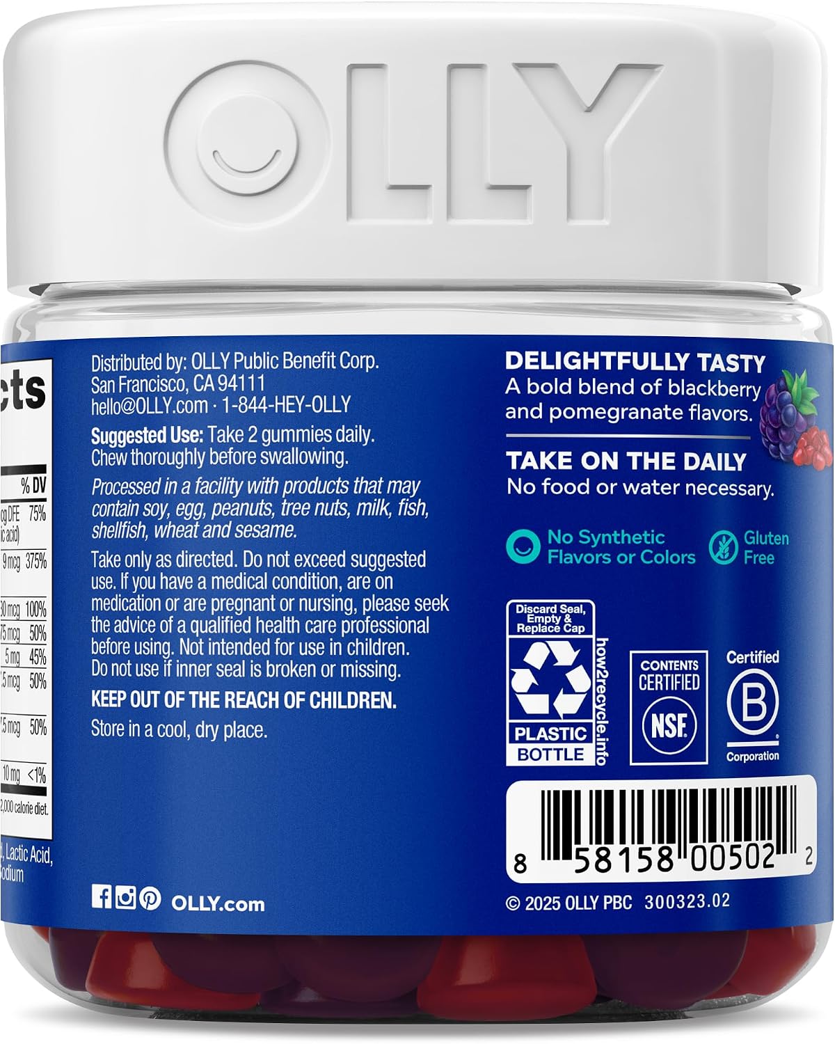 OLLY Men's Multivitamin Gummy – Thoughtful Wellness Gift for Husbands and Dads, Blackberry Flavor