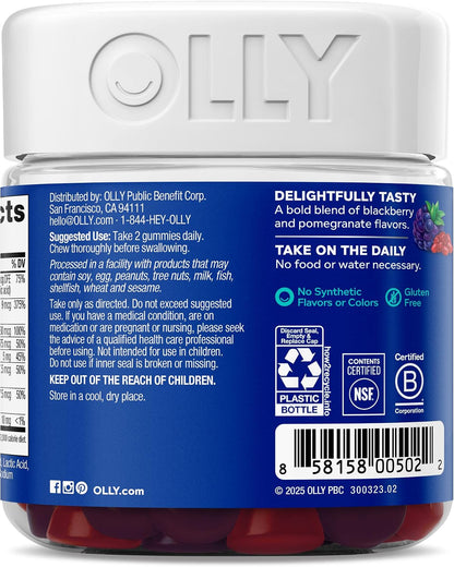 OLLY Men's Multivitamin Gummy – Thoughtful Wellness Gift for Husbands and Dads, Blackberry Flavor