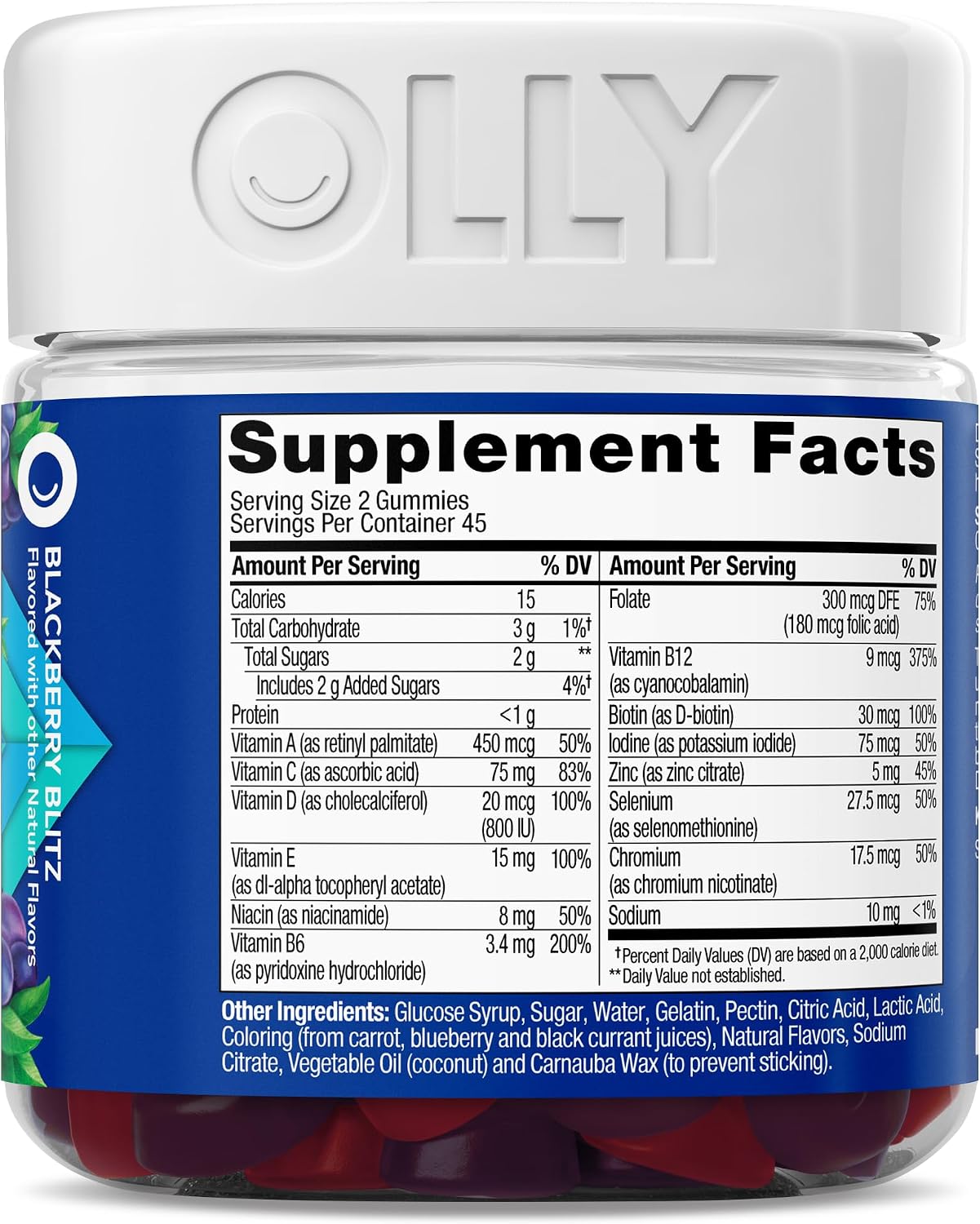 OLLY Men's Multivitamin Gummy – Thoughtful Wellness Gift for Husbands and Dads, Blackberry Flavor