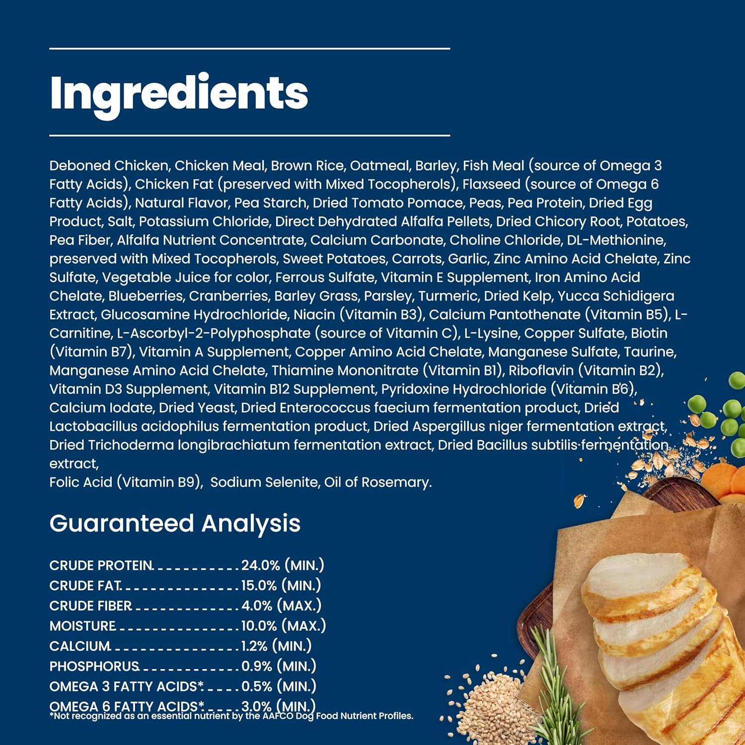 omega 3 and 6 fatty acids from fish meal and flaxseed for skin and coat care