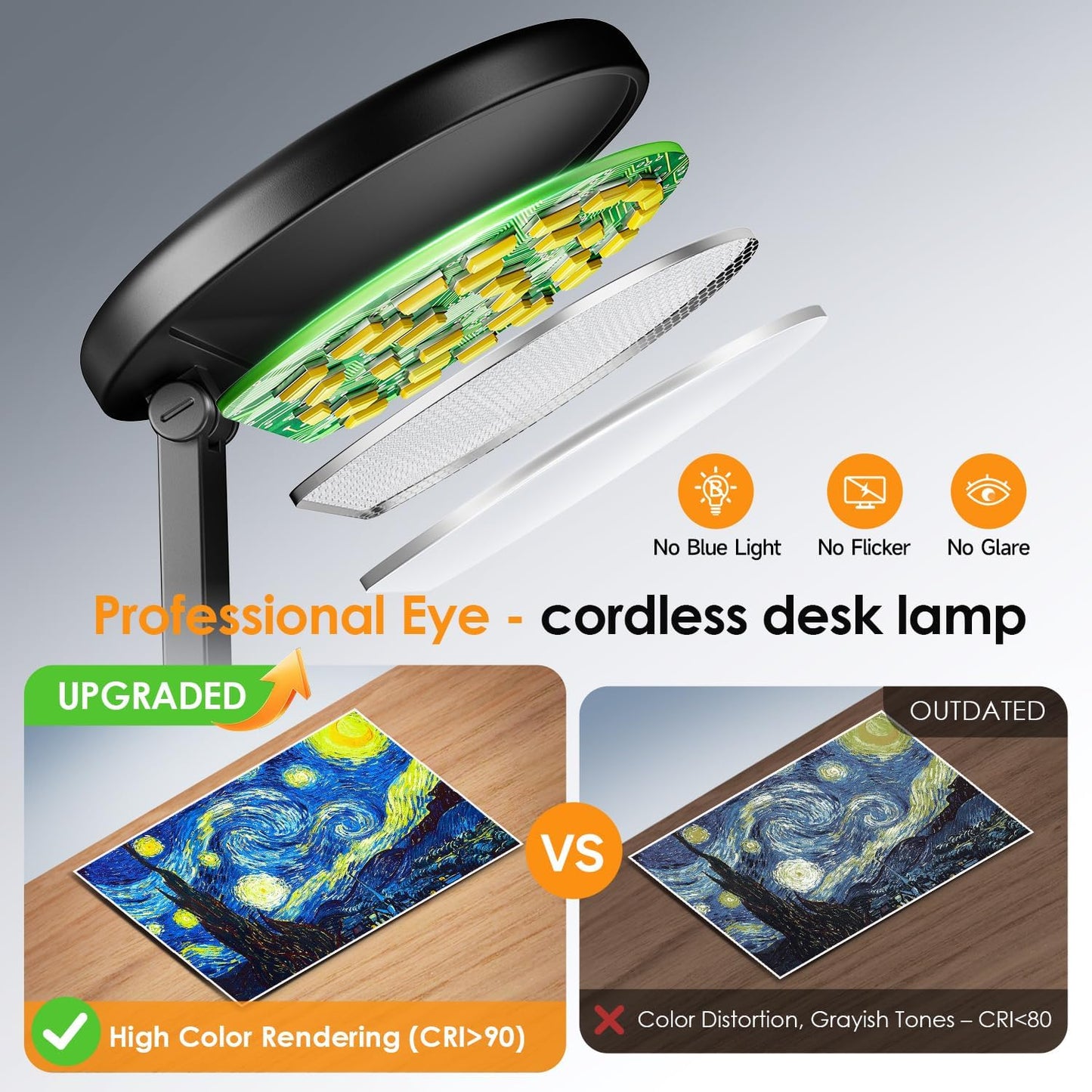 One Fire Minimalist Foldable Lamp for Bedroom and Office, Compact LED in Black or White with 10-Step Dimming