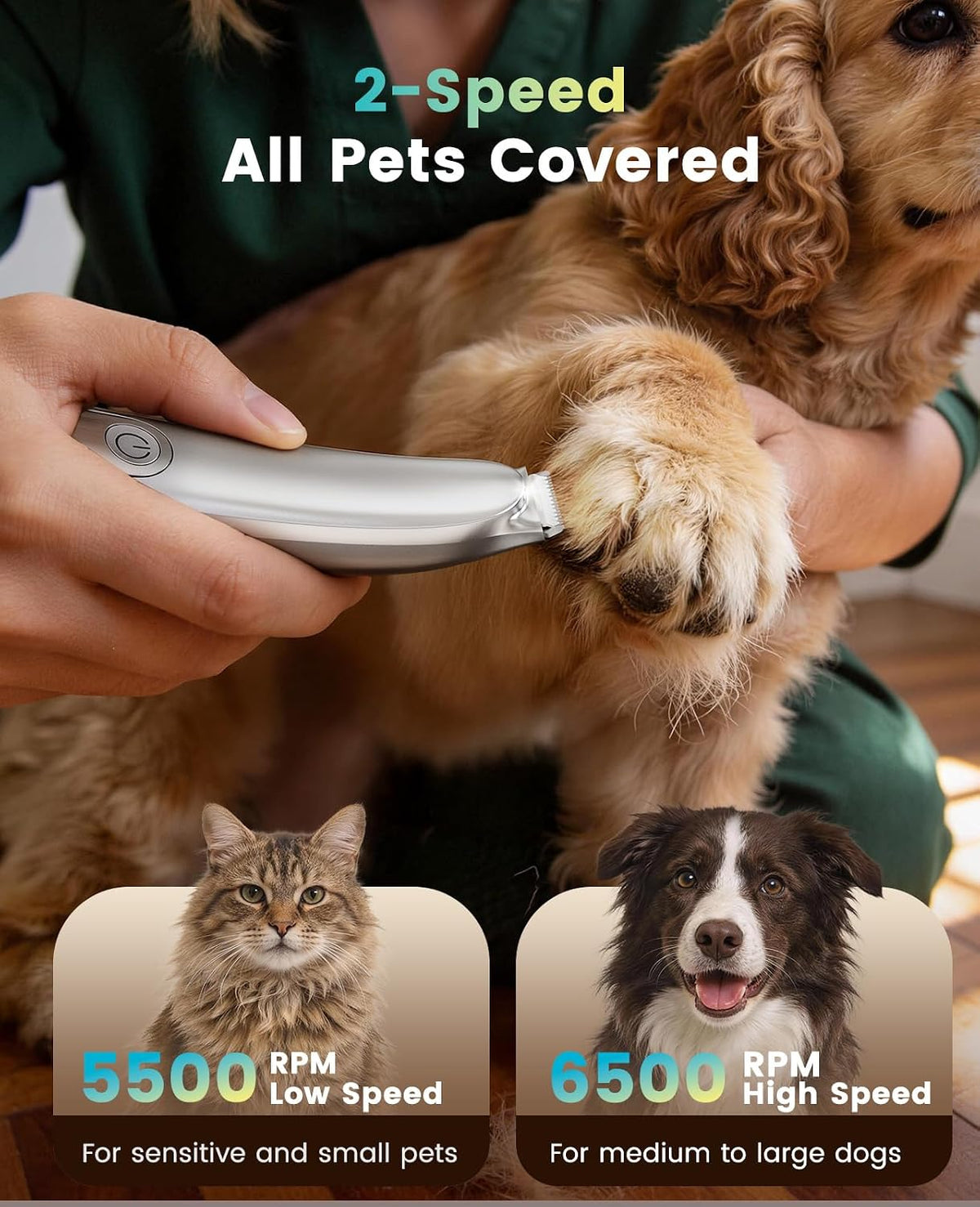 oneisall Pet Paw Hair Clipper – Calming Self-Care Grooming Corner Essential, Under 40dB Whisper Motor for Anxious Dogs and Cats