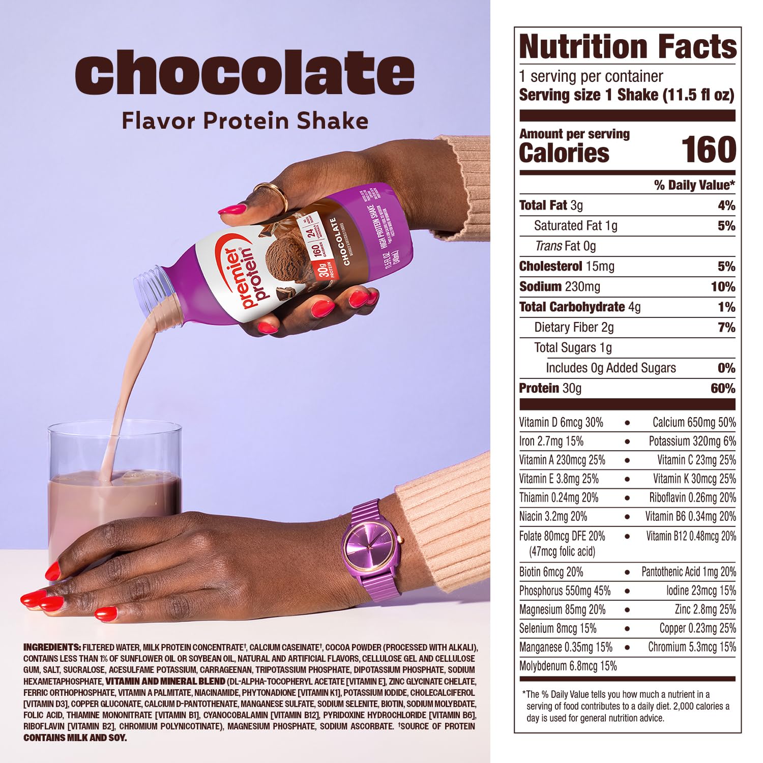 only 1g sugar and 160 calories per 11.5 fl oz serving with no added sugars (uses sucralose and acesulfame potassium)