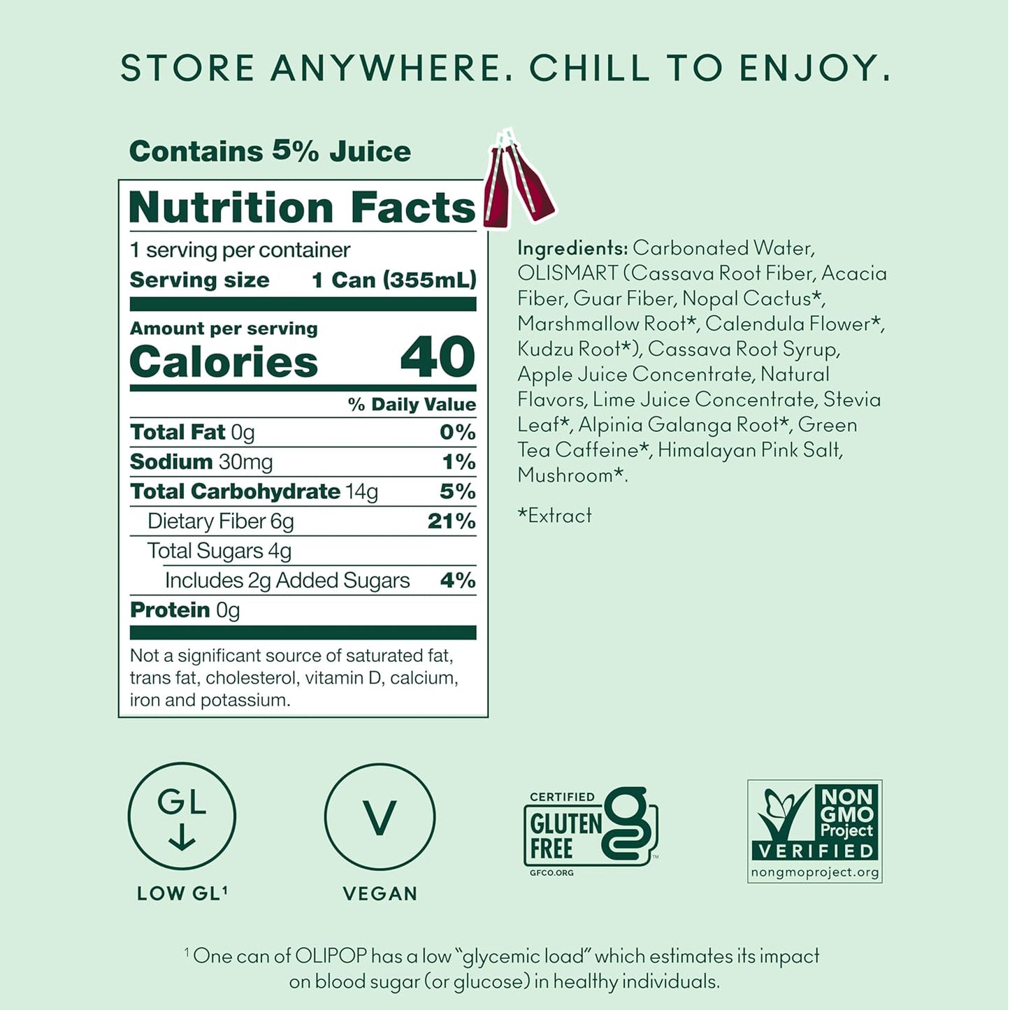 only 2-5g of sugar per 12oz can compared to 35-40g in traditional soda