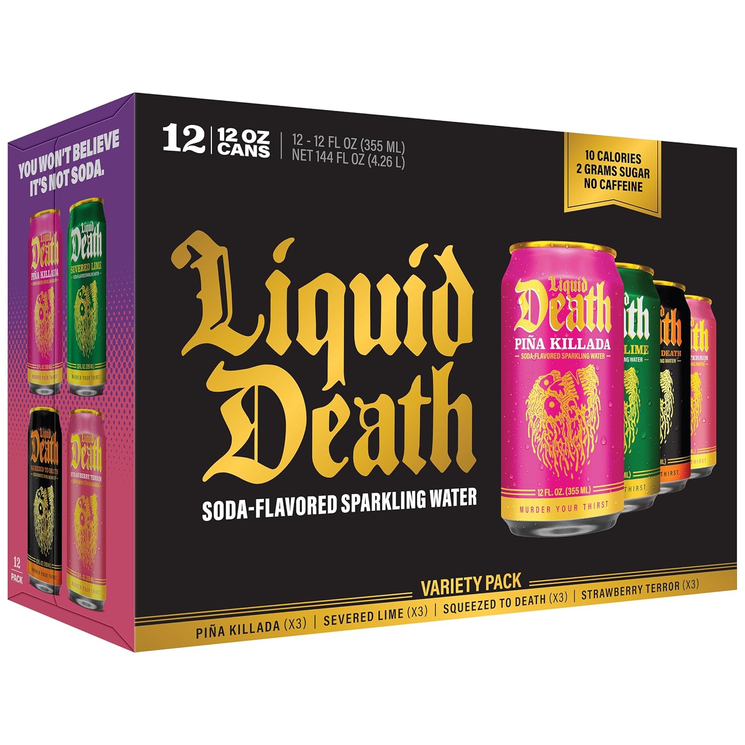 only 2g sugar and 10 calories per 12 fl oz can (90% less sugar than leading non-diet soda)