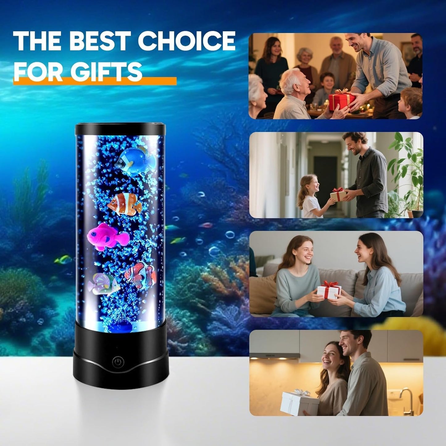 ONXE Bubble Fish Tank Lamp – Focus Enhancing Desk Light for Home Office, Whisper-Quiet 28dB Sensory Lamp for Workstation and Study Area