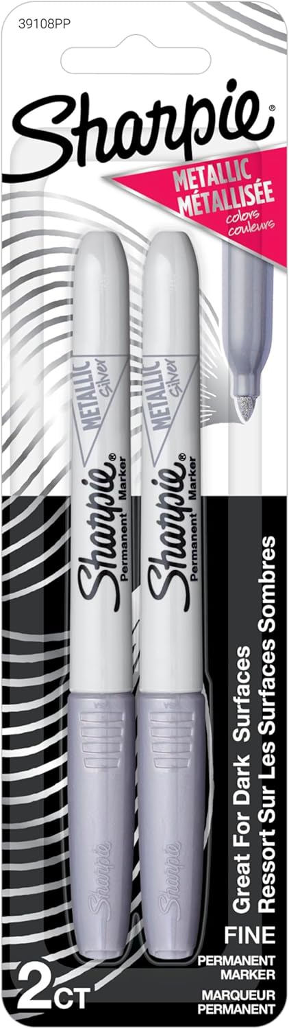 opaque metallic silver permanent ink formulated to stand out on both light and dark surfaces