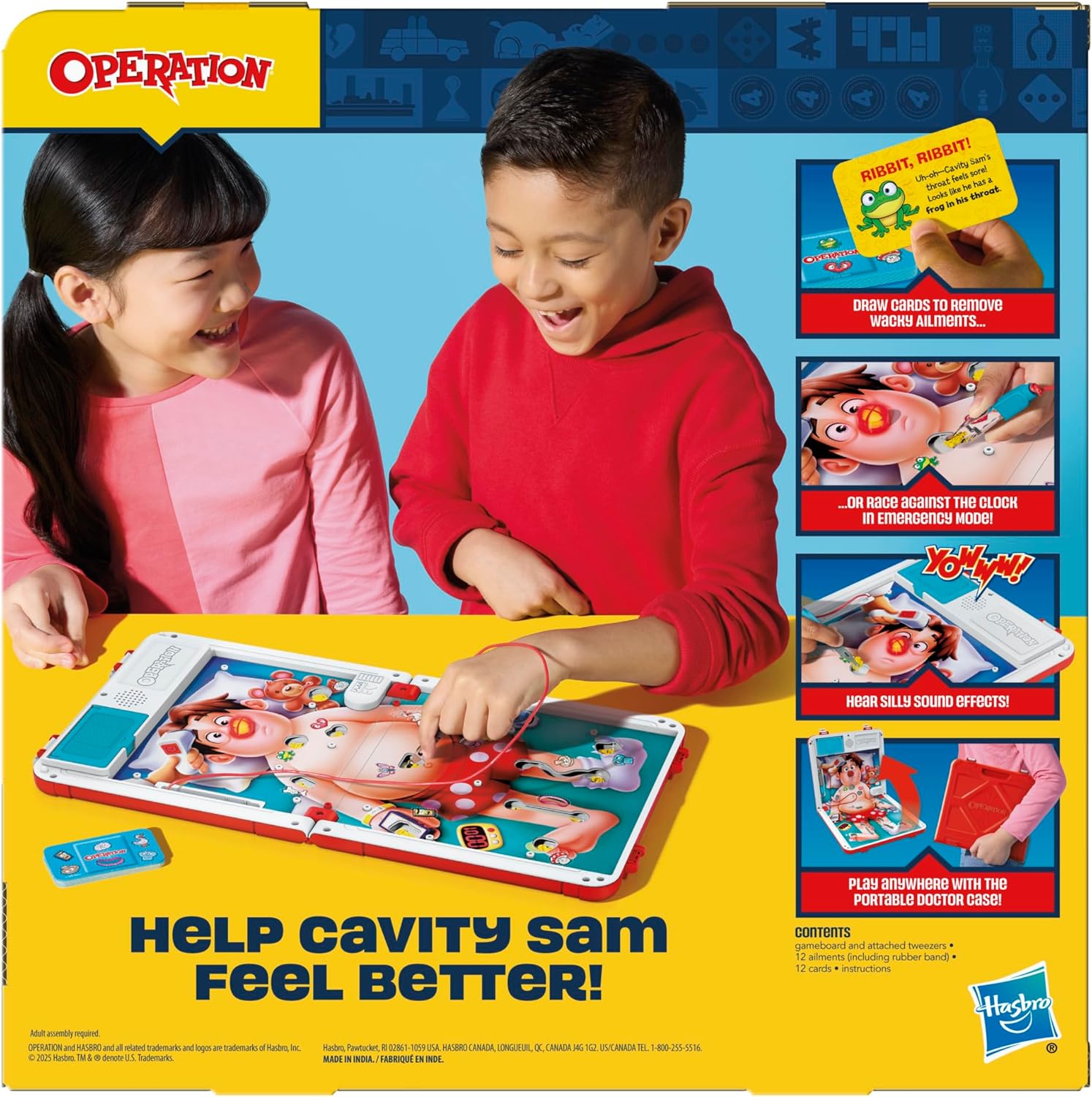 Operation Classic Kids Game for Playroom and Bedroom – Safe Battery-Powered Family Fun with Storage Case
