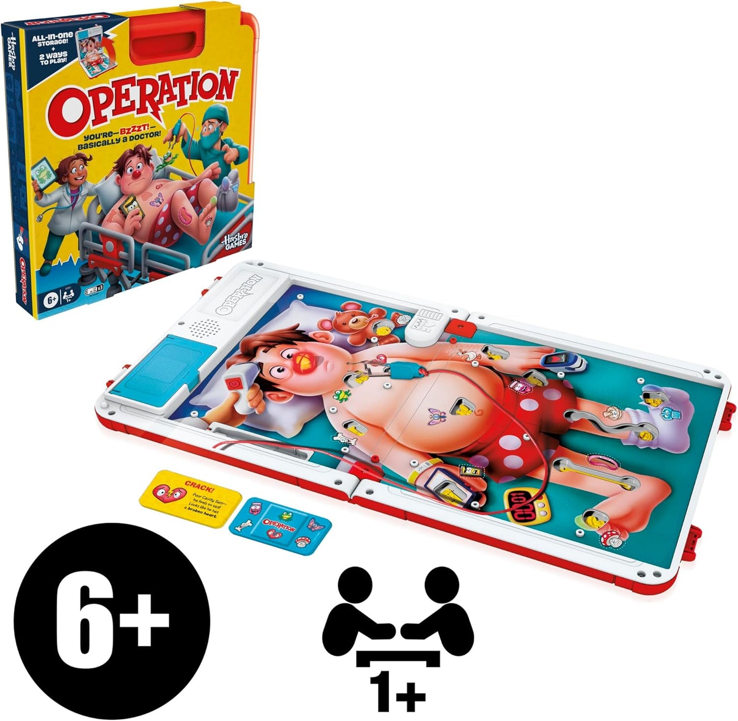 Operation Classic Kids Game for Playroom and Bedroom – Safe Battery-Powered Family Fun with Storage Case