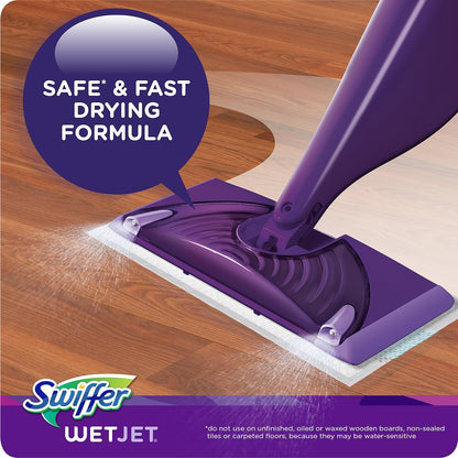 optimized for use with swiffer wetjet mopping pads for combined spray-and-pad action
