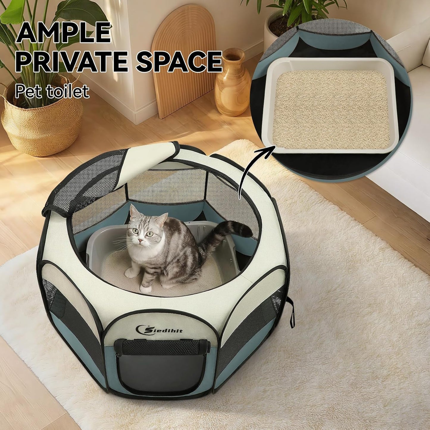 optional detachable padded floor (1 or 2 pads) for comfort and easy washing