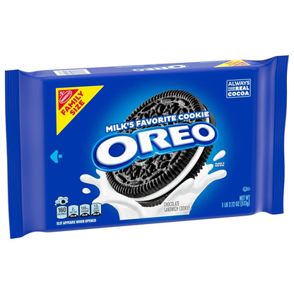 OREO Chocolate Sandwich Cookies, Family Size 3-Pack – Lunchbox Treat for School Kids, Resealable Pouch