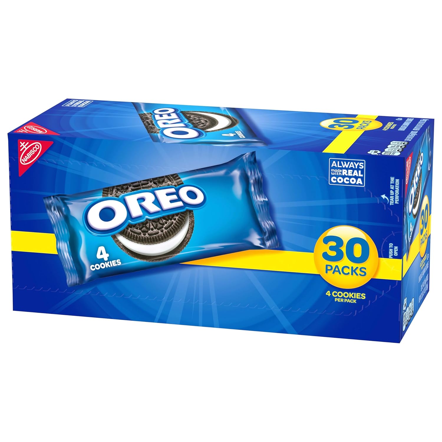 OREO Chocolate Sandwich Cookies Snack Packs – After-School Snack Station for Kids, 30 Bulk Packs
