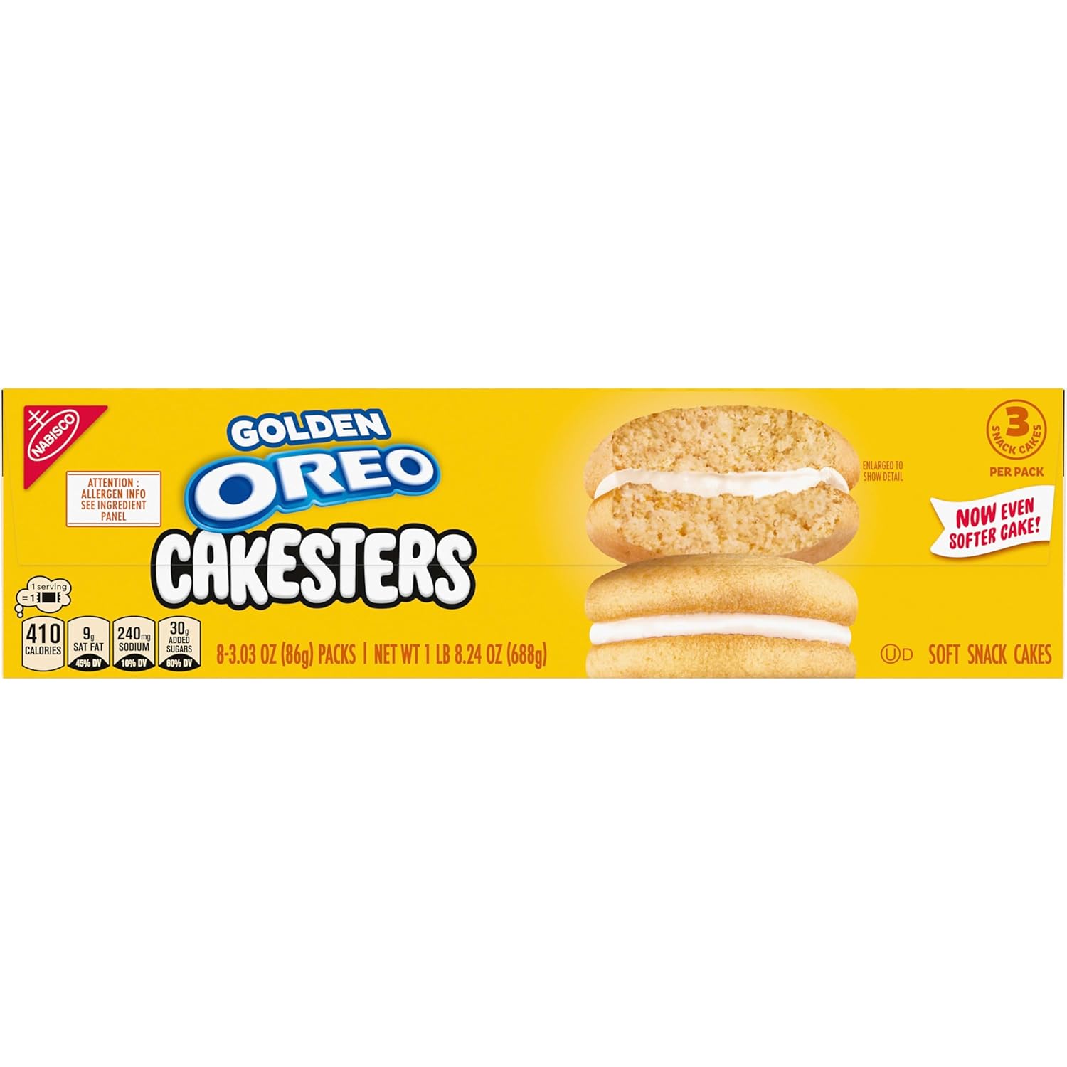 OREO Golden Cakesters – Shelf-Stable Road Trip Snack Packs for the Car and Travel Bag, 8 Individually Wrapped Boxes