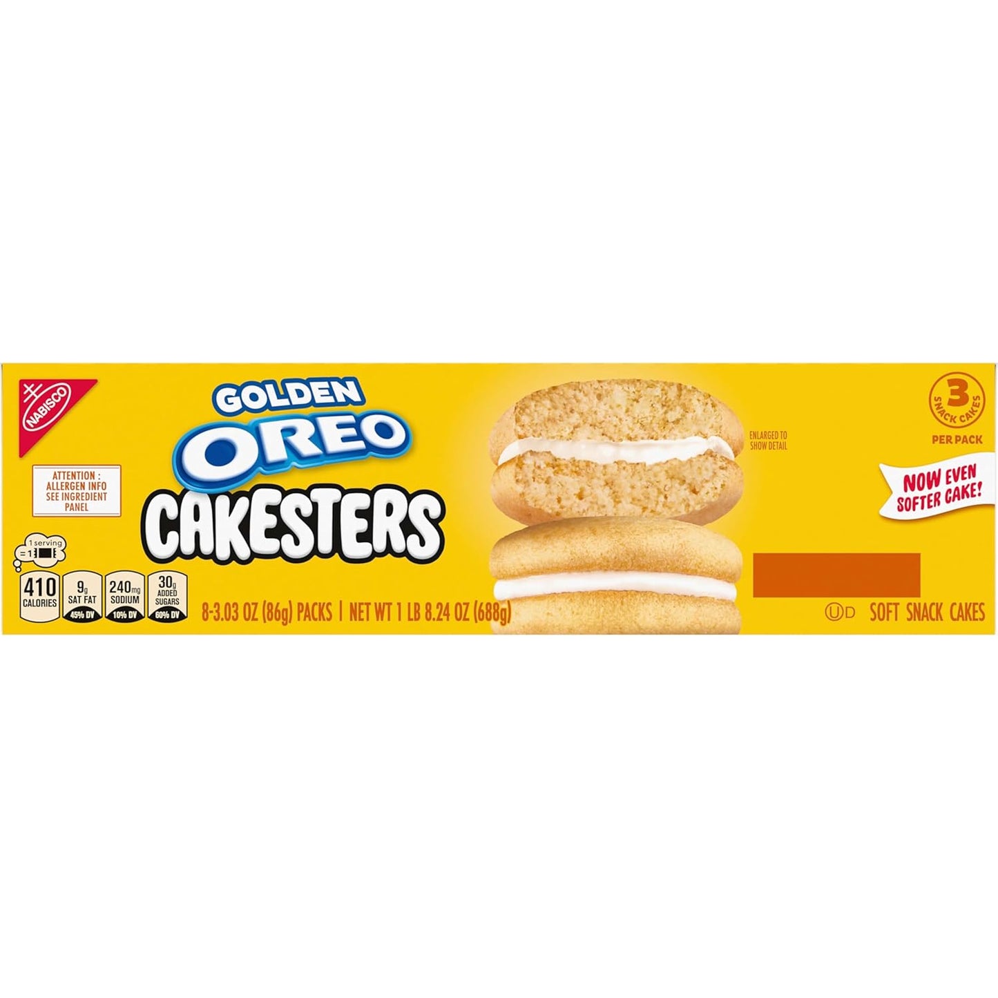 OREO Golden Cakesters – Shelf-Stable Road Trip Snack Packs for the Car and Travel Bag, 8 Individually Wrapped Boxes