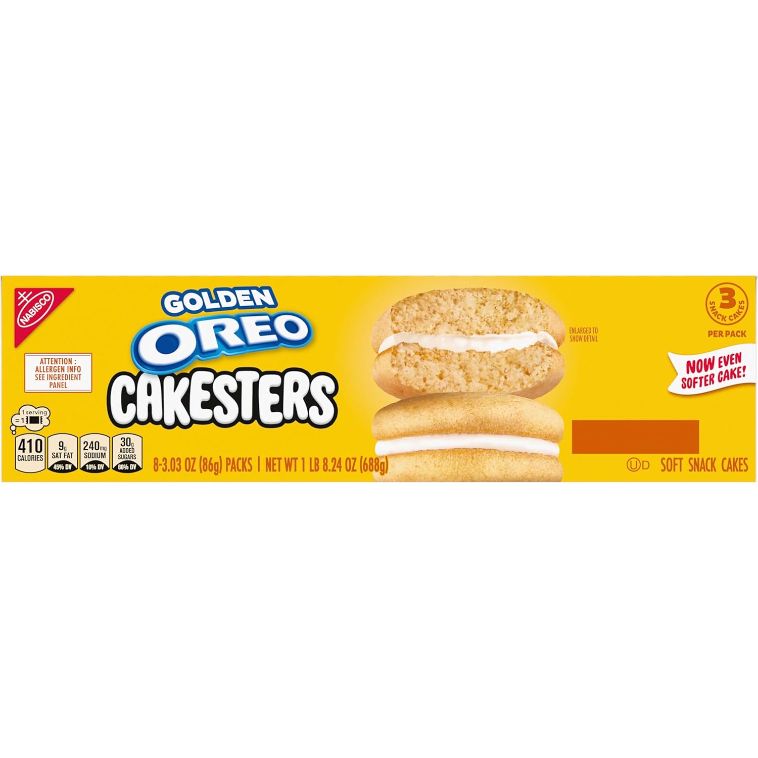 OREO Golden Cakesters – Shelf-Stable Road Trip Snack Packs for the Car and Travel Bag, 8 Individually Wrapped Boxes