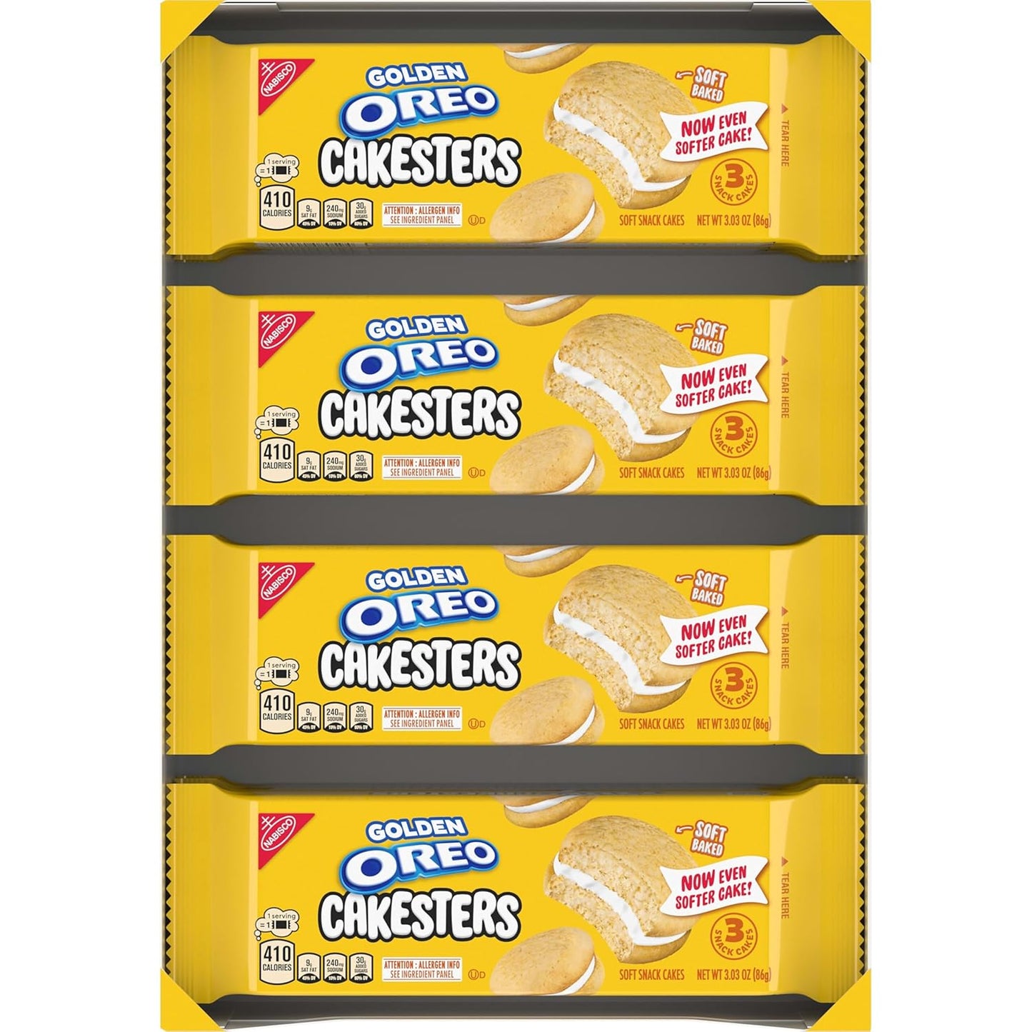 OREO Golden Cakesters – Shelf-Stable Road Trip Snack Packs for the Car and Travel Bag, 8 Individually Wrapped Boxes