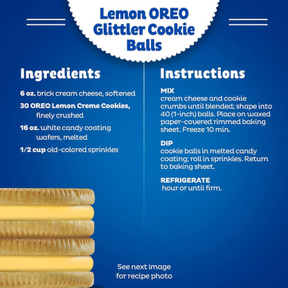 OREO Lemon Creme Sandwich Cookies – Bright Citrus Snack for Mindful Breaks, Party Size 24.95 oz