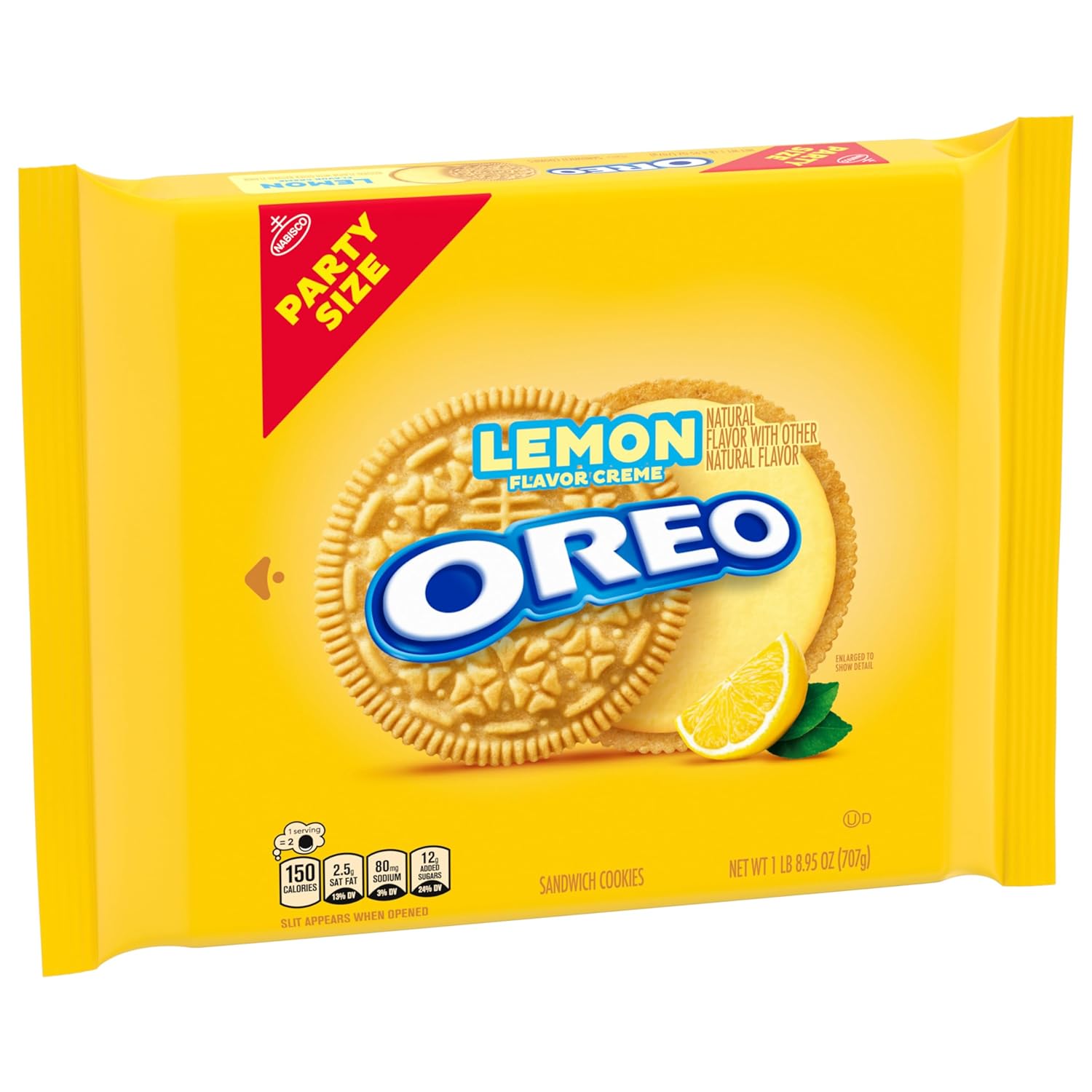 OREO Lemon Creme Sandwich Cookies – Bright Citrus Snack for Mindful Breaks, Party Size 24.95 oz
