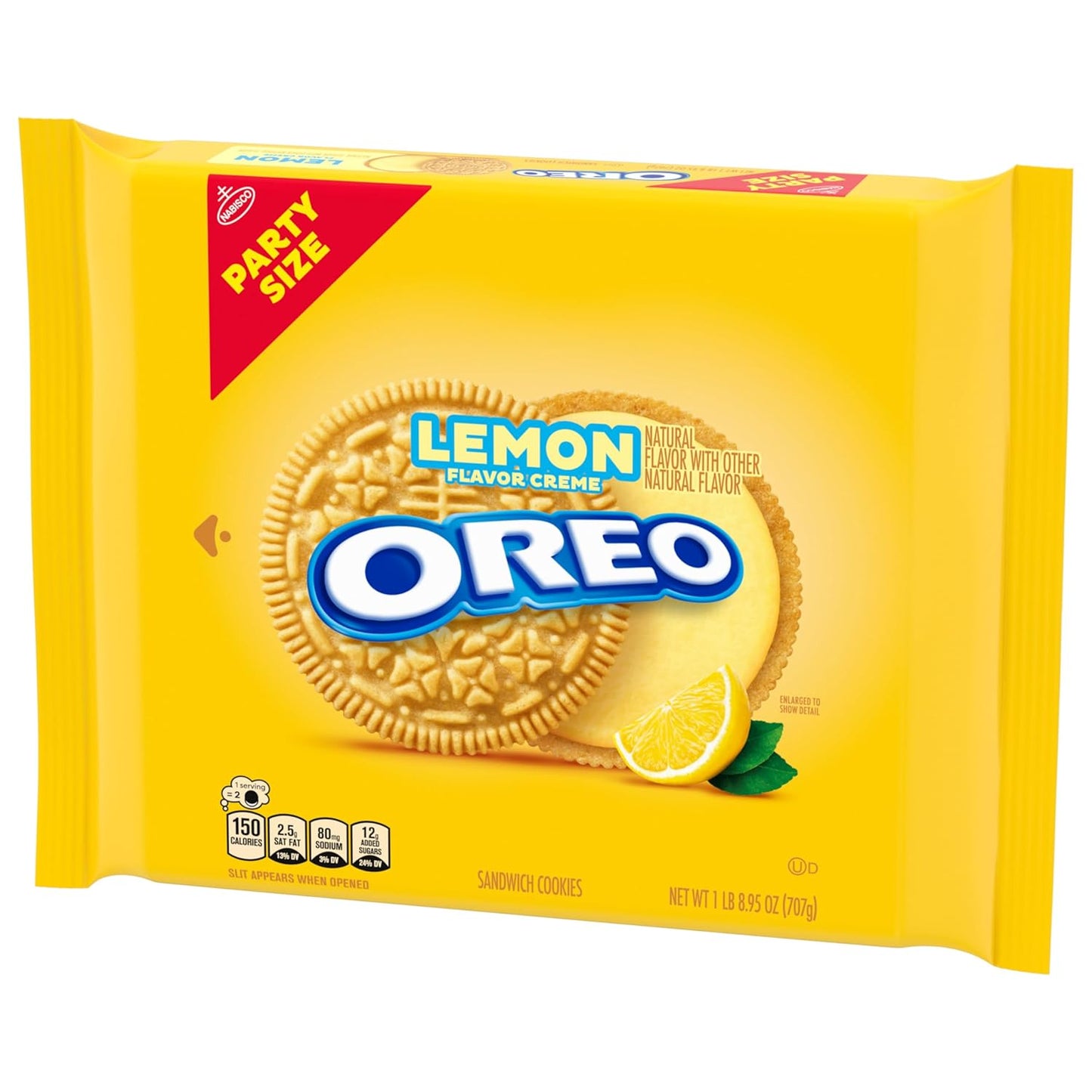 OREO Lemon Creme Sandwich Cookies – Bright Citrus Snack for Mindful Breaks, Party Size 24.95 oz