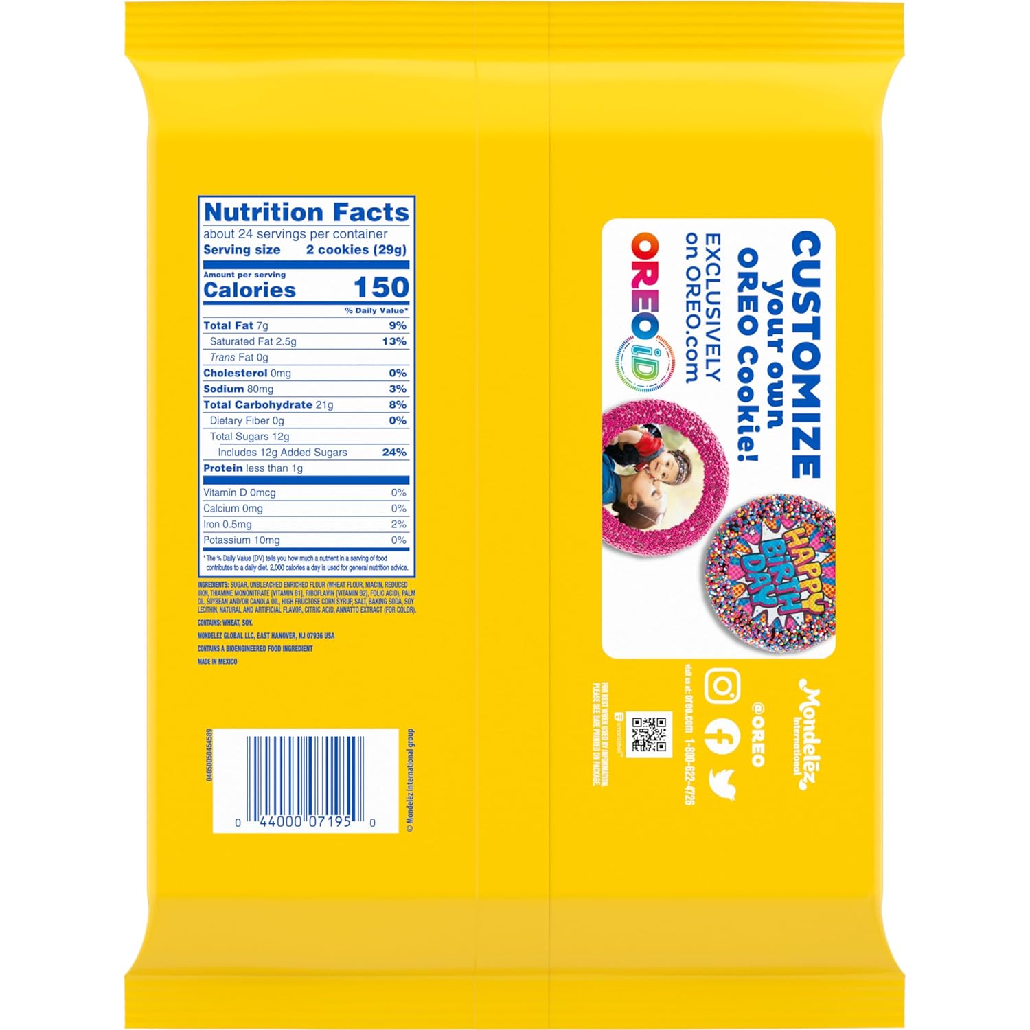OREO Lemon Creme Sandwich Cookies – Bright Citrus Snack for Mindful Breaks, Party Size 24.95 oz