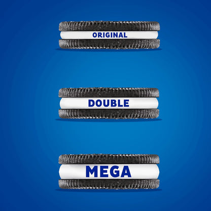 OREO Mega Stuf Chocolate Sandwich Cookies, Party Size 25.35 oz – Road Trip and Travel Snack with Resealable Pack