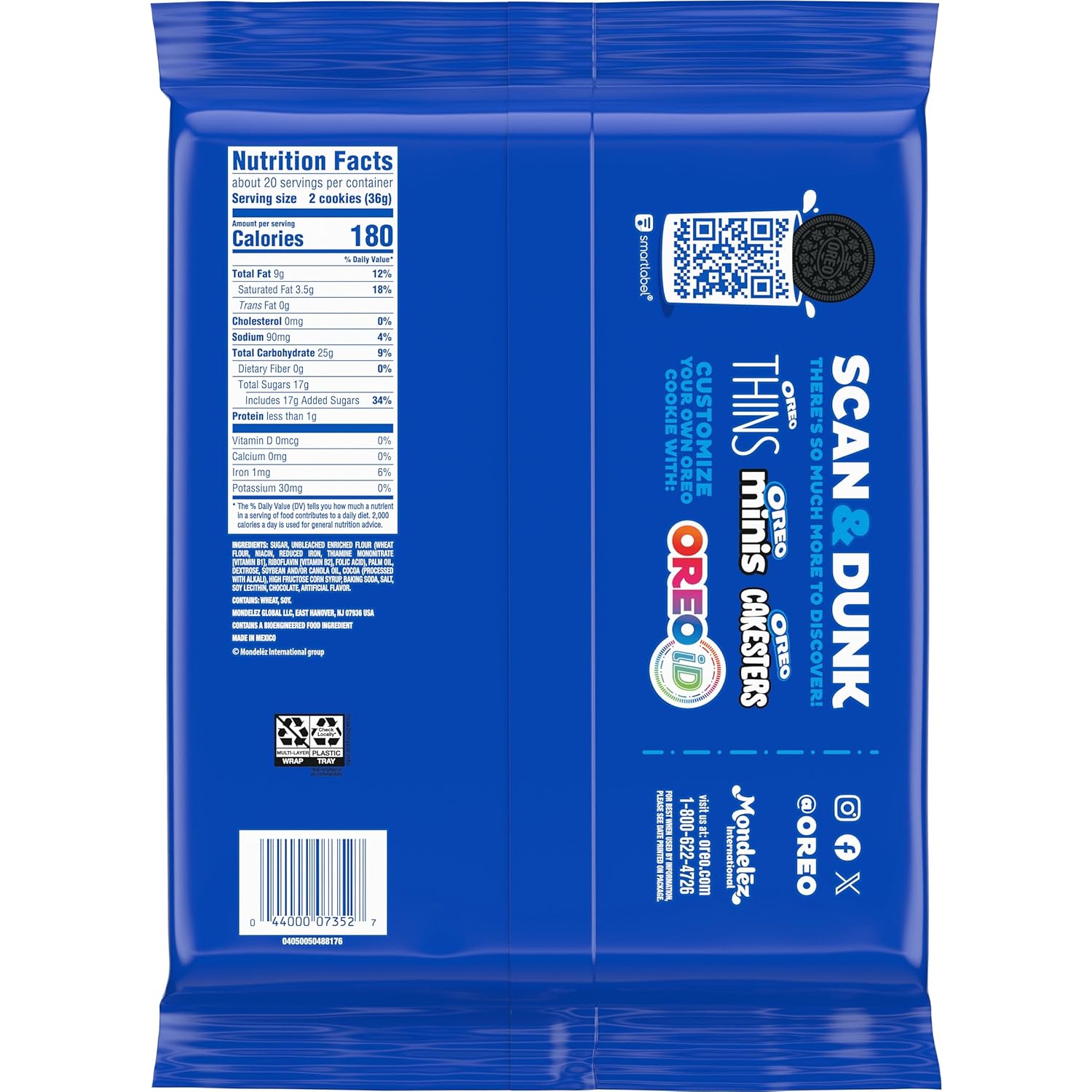 OREO Mega Stuf Chocolate Sandwich Cookies, Party Size 25.35 oz – Road Trip and Travel Snack with Resealable Pack