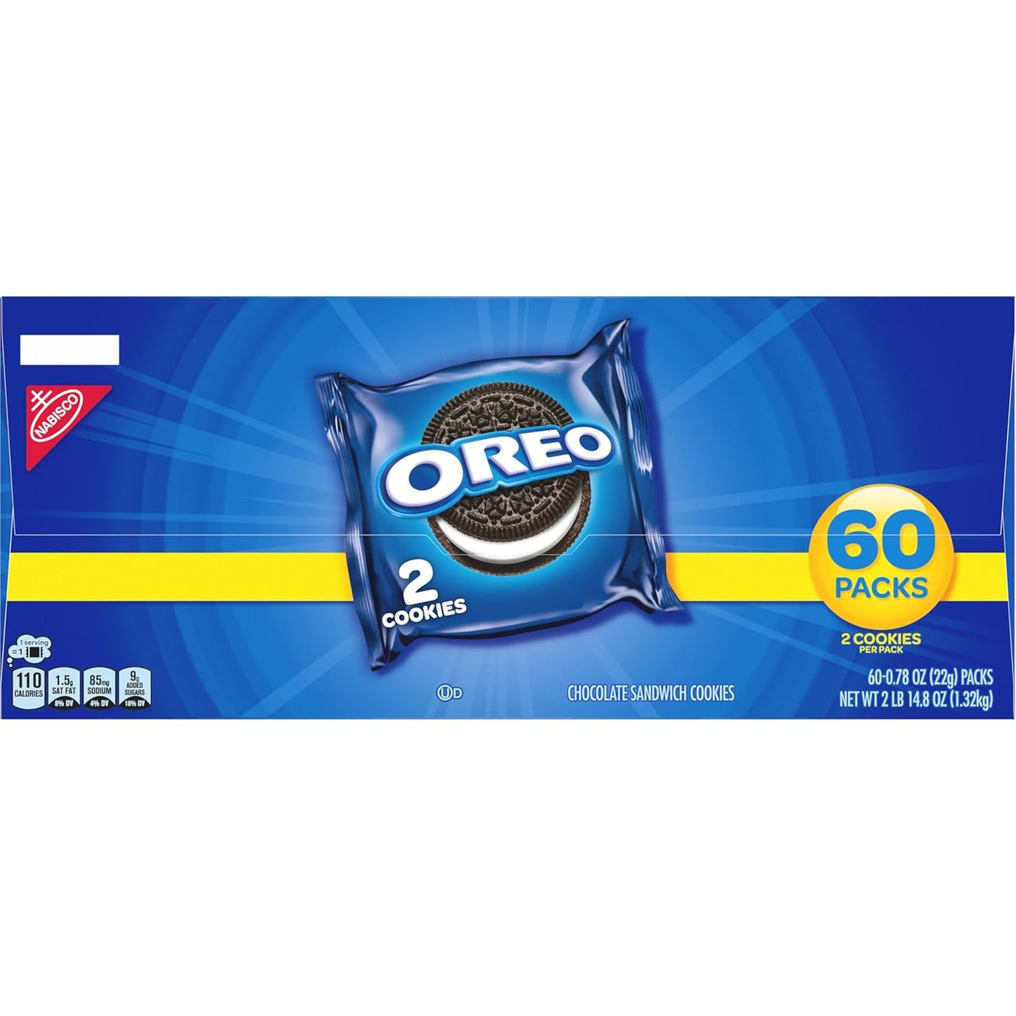 OREO Original Chocolate Sandwich Cookies, 60 Snack Packs for Kids' Lunchboxes and After-School Treats
