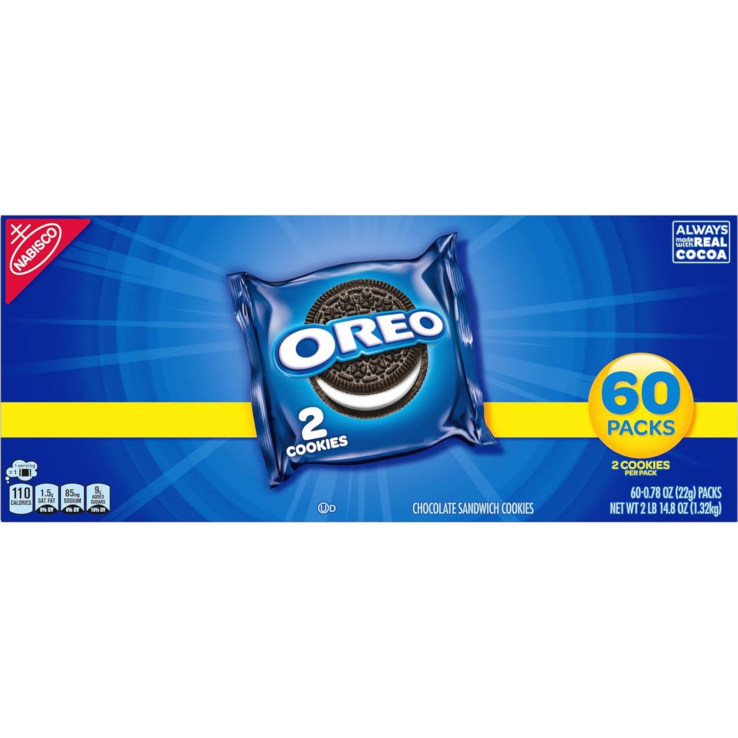 OREO Original Sandwich Cookies, 60 Snack Packs for Halloween Treat Bowls and Birthday Goody Bags