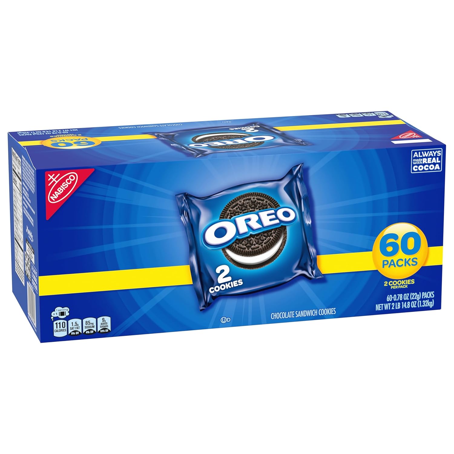 OREO Original Sandwich Cookies, 60 Snack Packs for Halloween Treat Bowls and Birthday Goody Bags