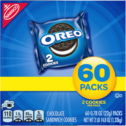 OREO Original Sandwich Cookies, 60 Snack Packs for Halloween Treat Bowls and Birthday Goody Bags