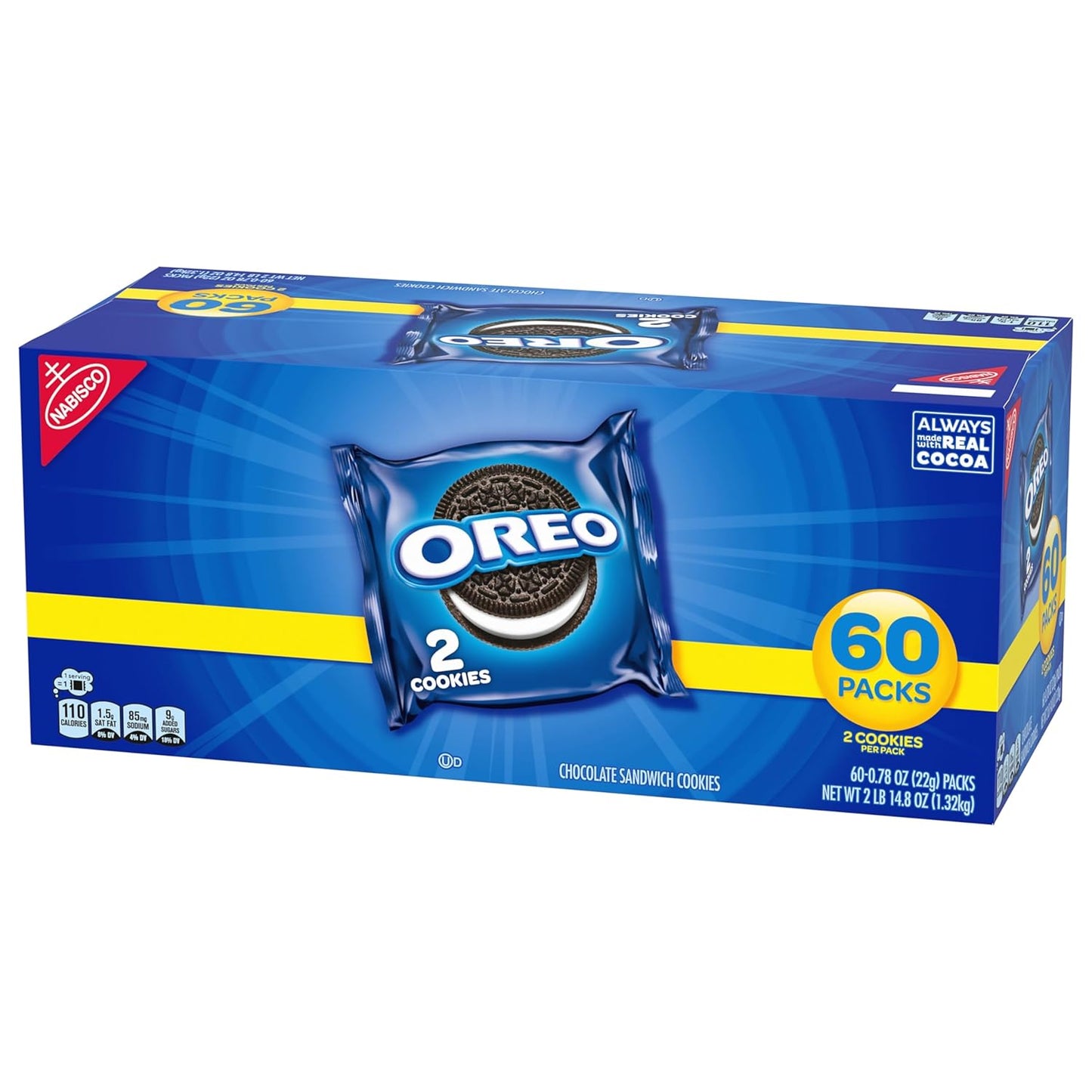 OREO Original Sandwich Cookies, 60 Snack Packs for Halloween Treat Bowls and Birthday Goody Bags