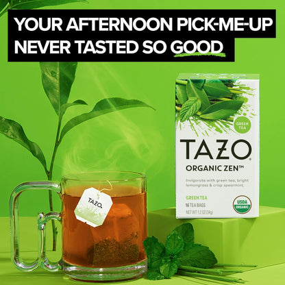 organic green tea blended with lemon verbena, spearmint, lemongrass, and lemon oil