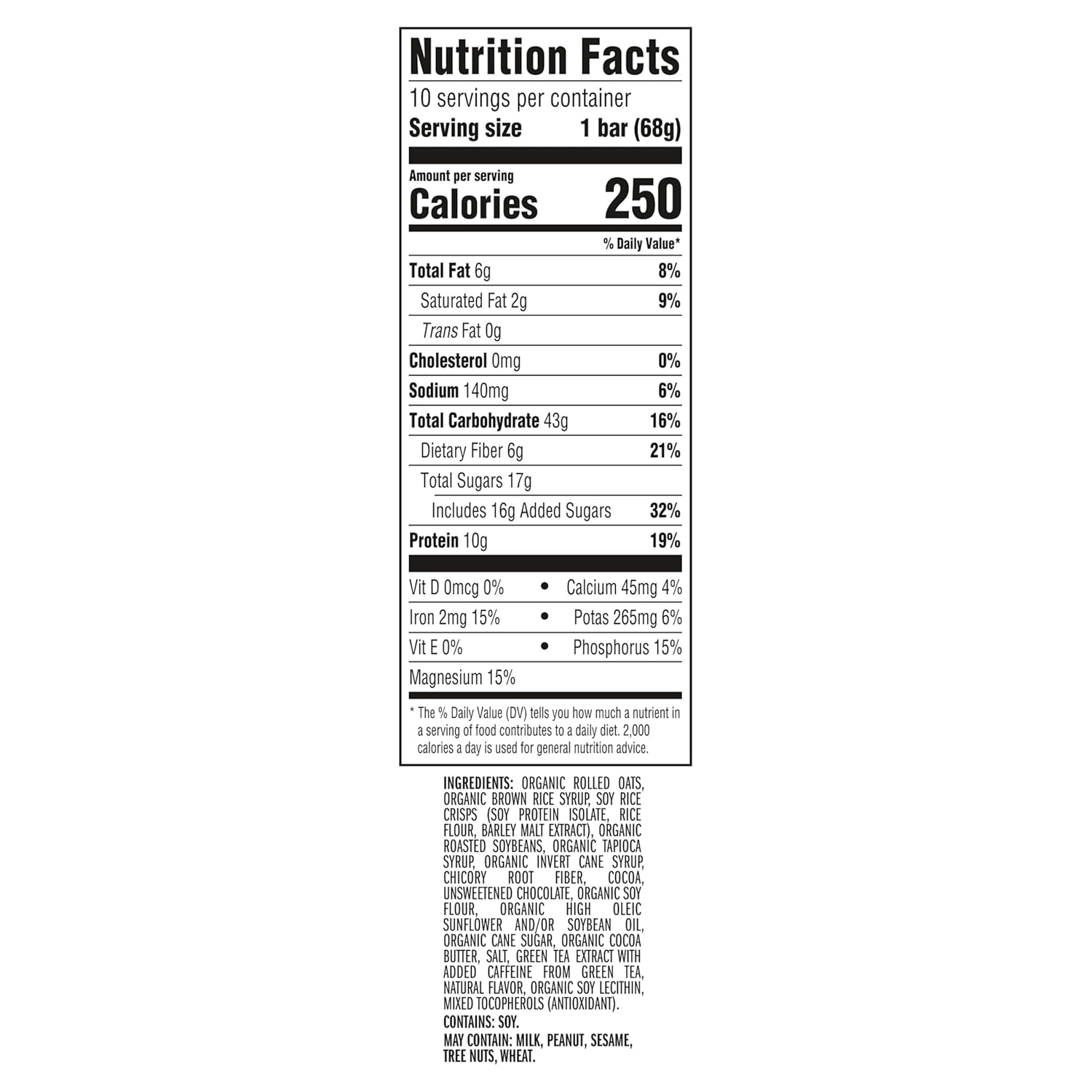 organic rolled oats as the primary base ingredient