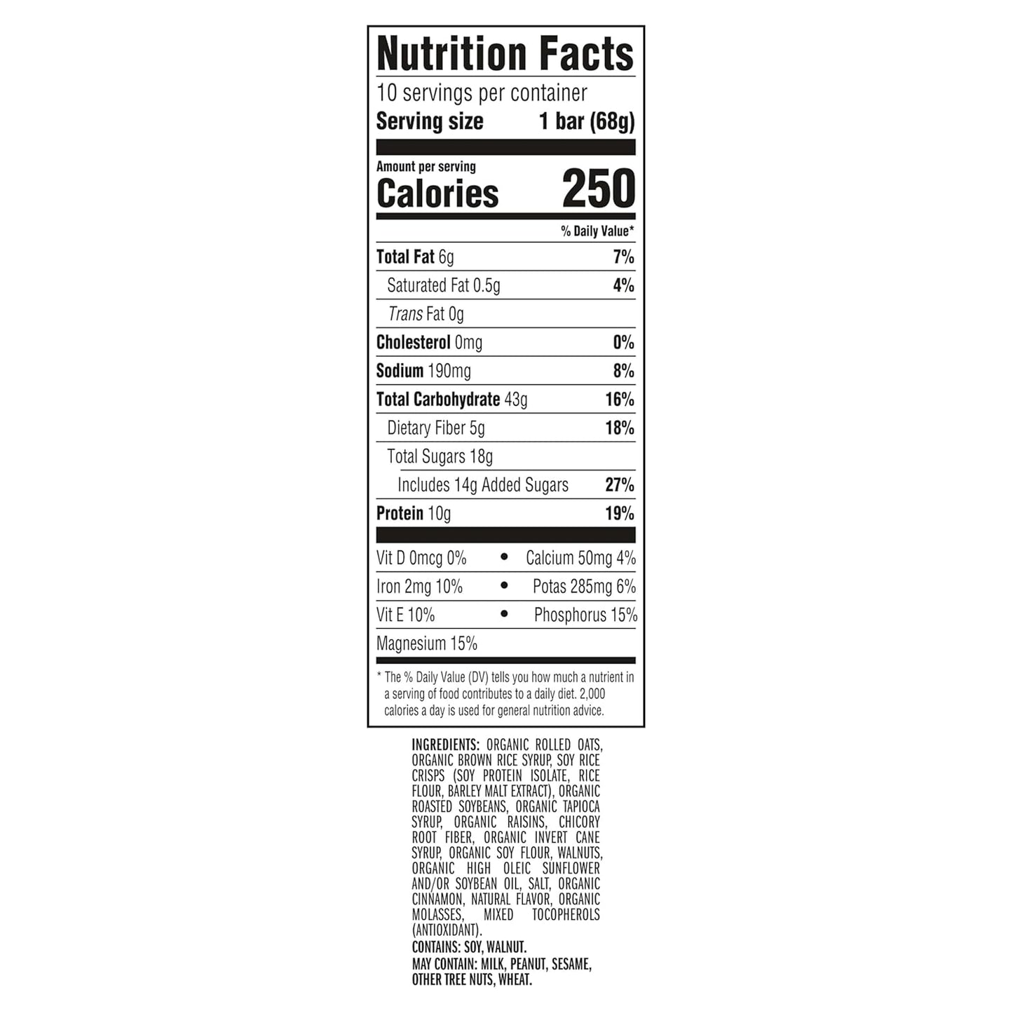 organic rolled oats as the primary ingredient