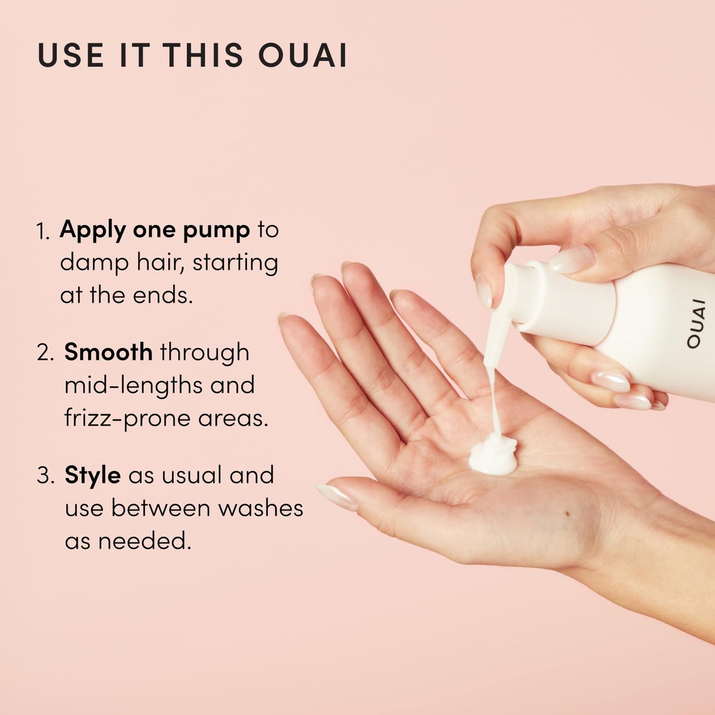 OUAI Anti Frizz Cream - One-Pump Minimalist Hair Styling for Clean Bathroom Counters