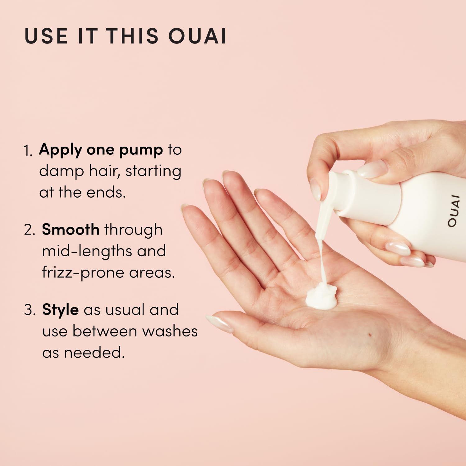 OUAI Anti Frizz Cream - One-Pump Minimalist Hair Styling for Clean Bathroom Counters