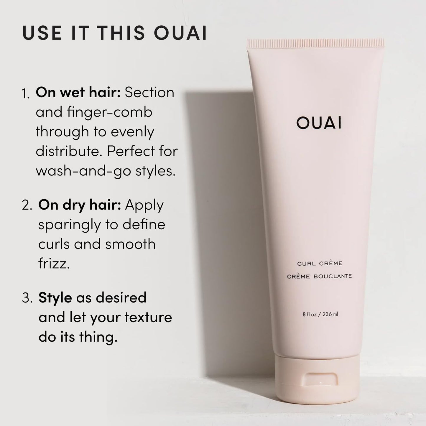 OUAI Curl Cream - Premium Silicone-Free Defining Cream, Elevated Vanity Essential for Curly and Wavy Hair