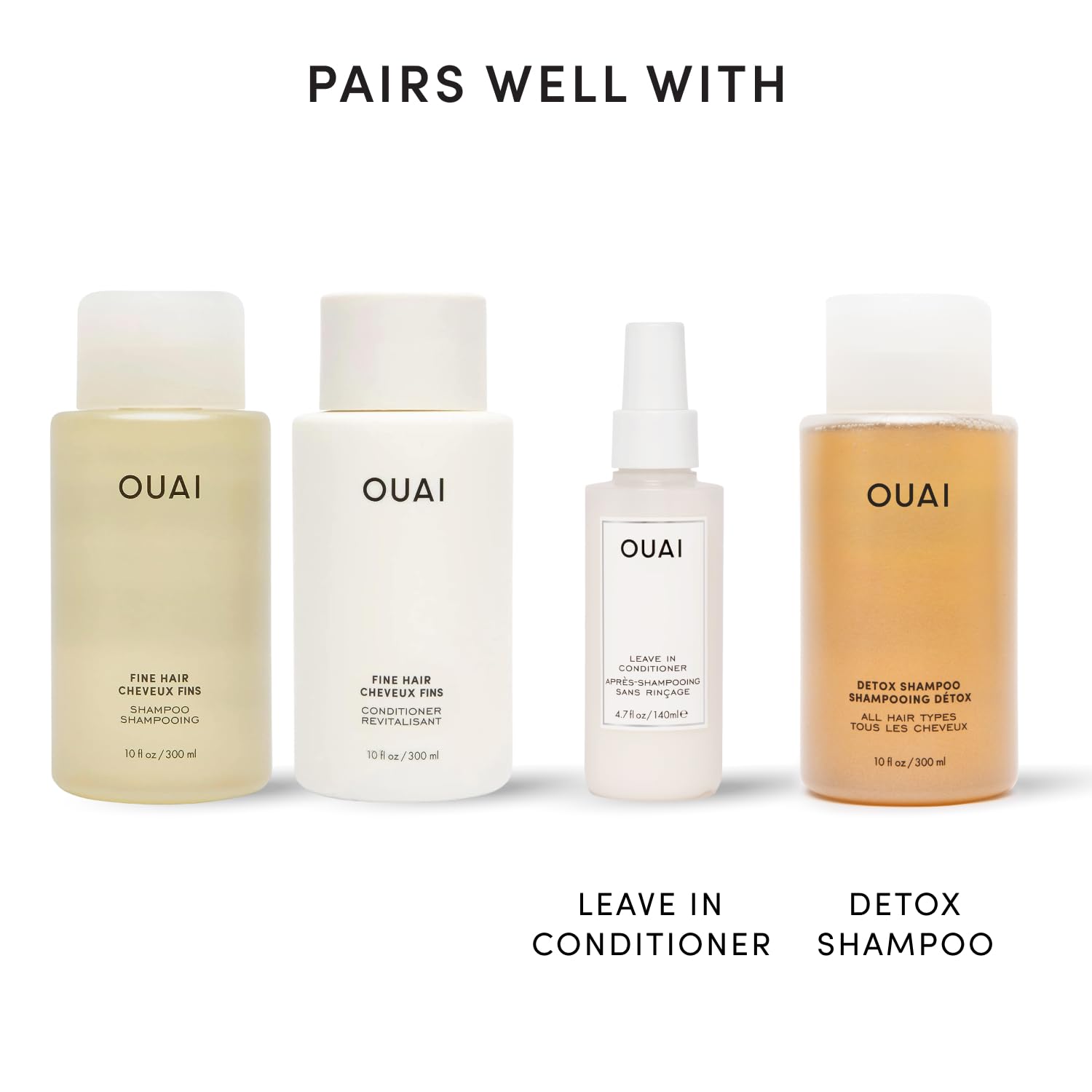 OUAI Fine Hair Shampoo and Conditioner Set - Parisian Luxury Volumizing Duo for the Elevated Home Vanity