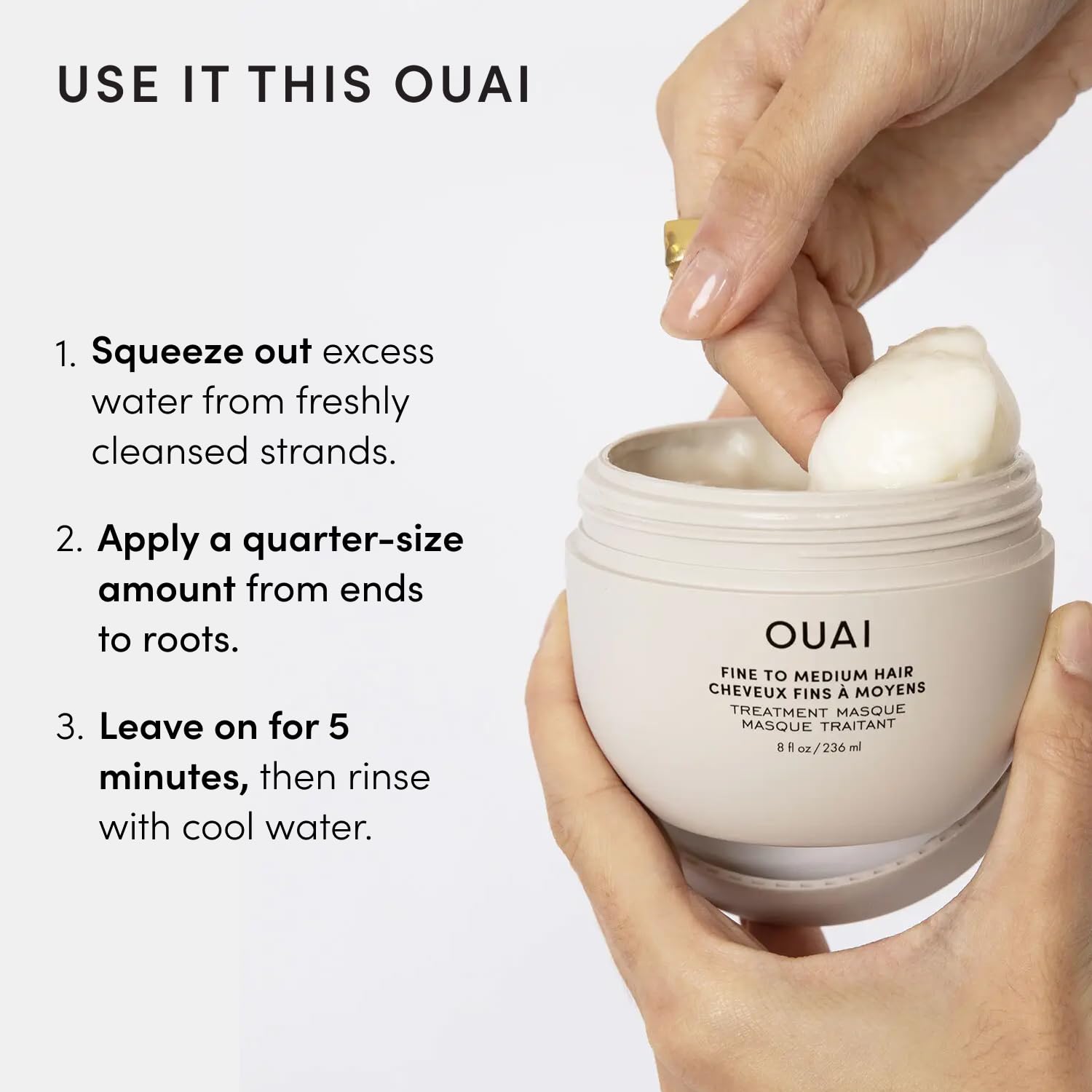 OUAI Fine Hair Treatment Mask - Parisian-Inspired Luxury Deep Conditioner for the Vanity of the Style-Conscious