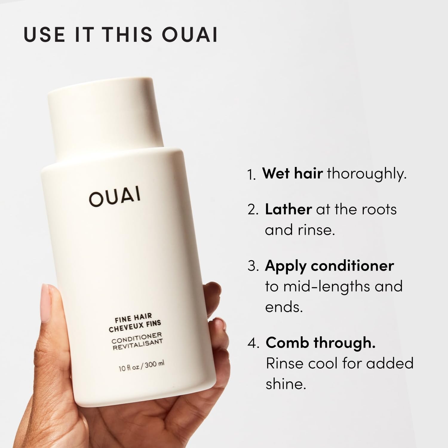 OUAI Fine Shampoo and Conditioner Set - Elegant Birthday Gift for Her, Volumizing Hair Care Duo