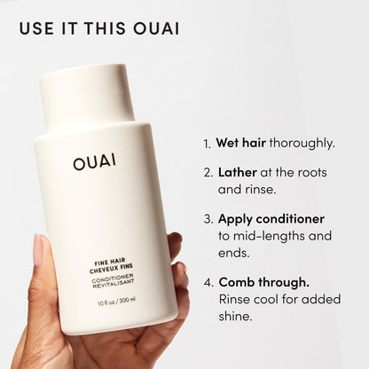 OUAI Fine Shampoo and Conditioner Set - Elegant Birthday Gift for Her, Volumizing Hair Care Duo