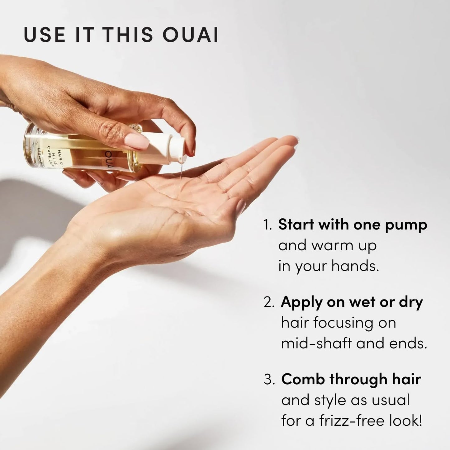 OUAI Hair Oil - Parisian Luxury Heat Protectant for Salon-Style Finishing at the Vanity