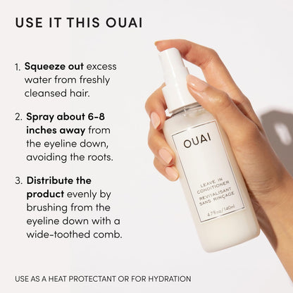 OUAI Leave In Conditioner & Heat Protectant – Calming Self Care Ritual for Daily Styling and Frizz Control
