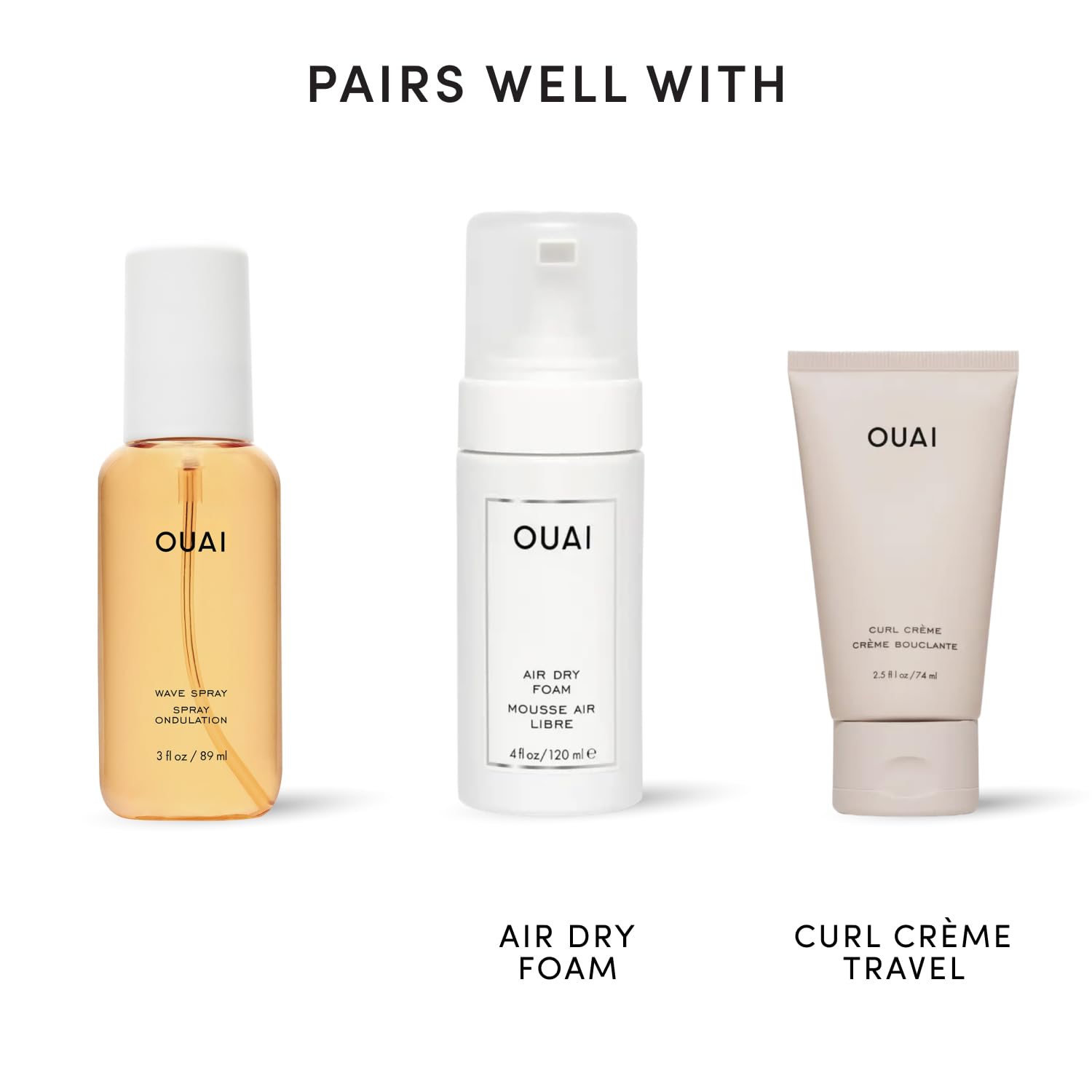 OUAI Wave Spray - Parisian Undone Texture Mist with Coconut Oil & Rice Protein, Elevated Salon Hair in a Travel-Sized Bottle (3 fl oz)
