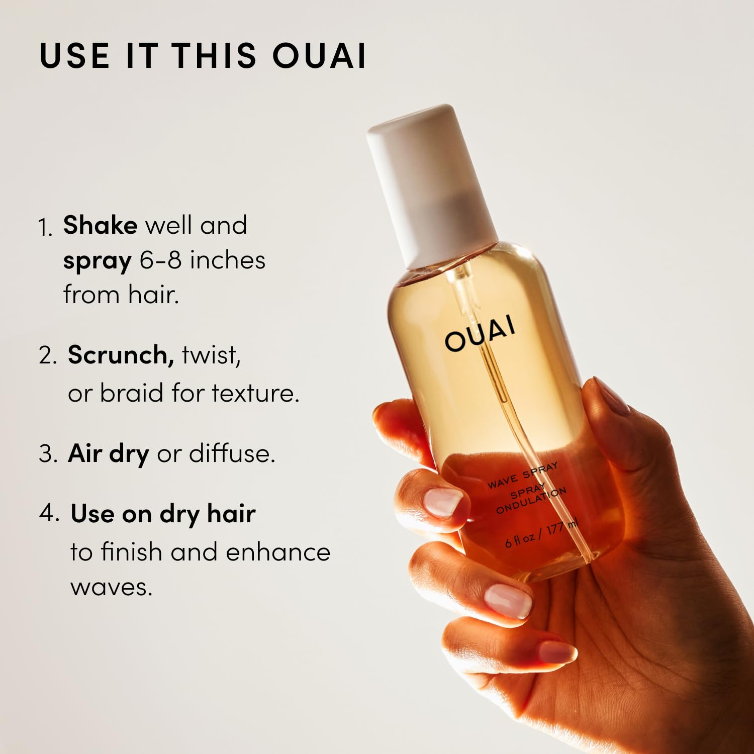 OUAI Wave Spray Travel Size - TSA-Approved Hair Texture Mist for Carry-Ons, Beachy Waves On the Go (3 fl oz)