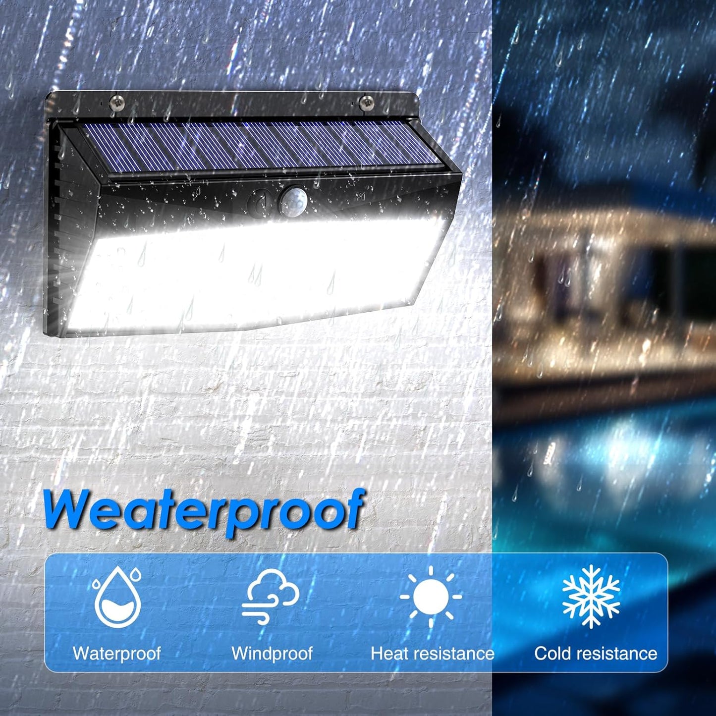Outdoor Solar Motion Light for Backyard & Garage – 3 Lighting Modes, 368 LED No Wiring