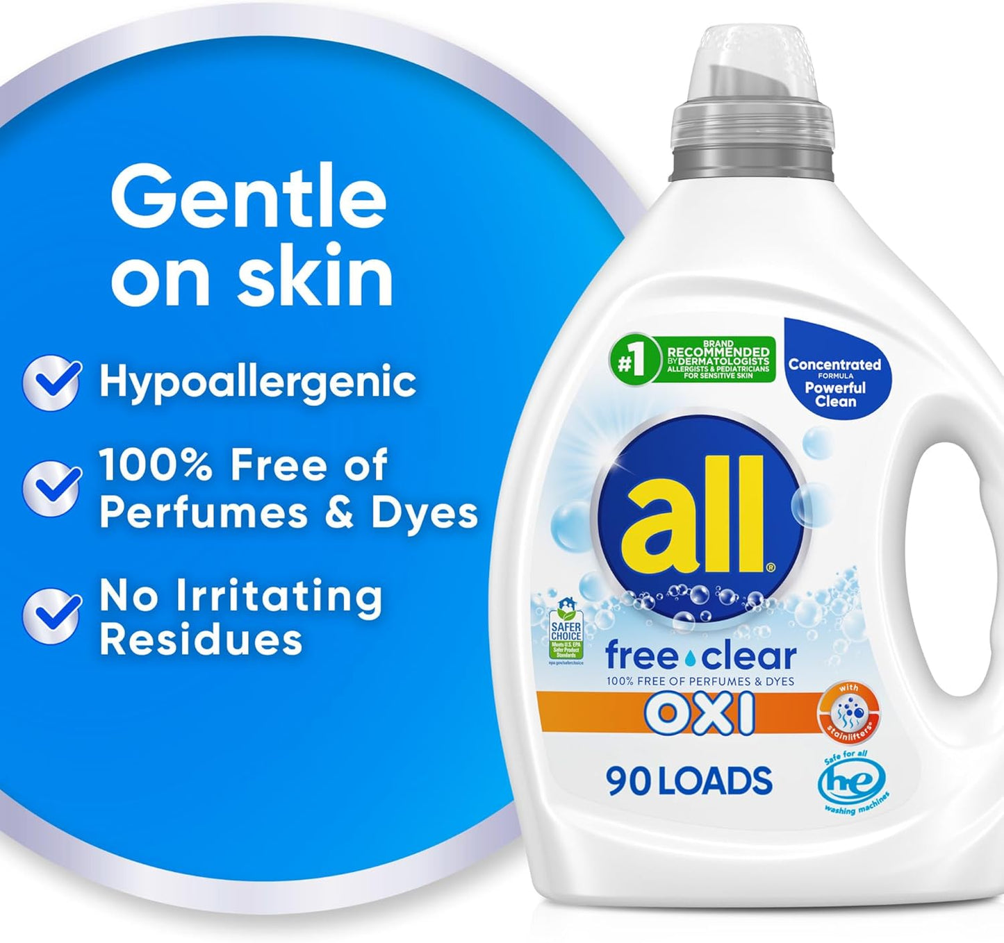 oxi stain-fighting power for whitening and brightening