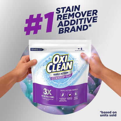 OxiClean Triple Action Odor and Stain Remover Powder for Sweat-Free Activewear and Wellness Routines
